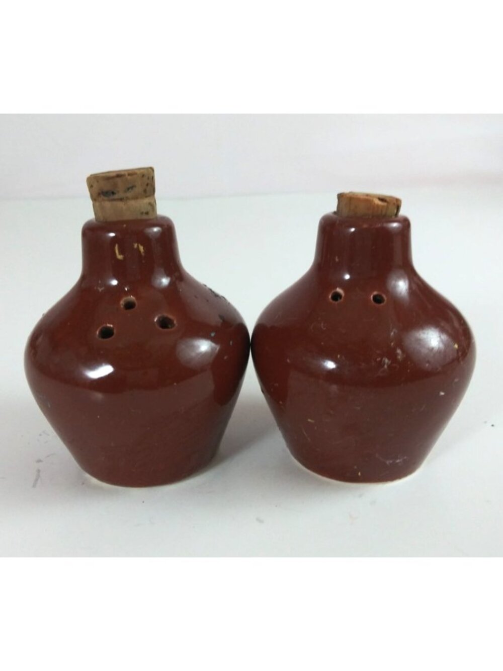 Vintage Brown Moonshine Jug Ceramic Salt & Pepper Shakers Japan
